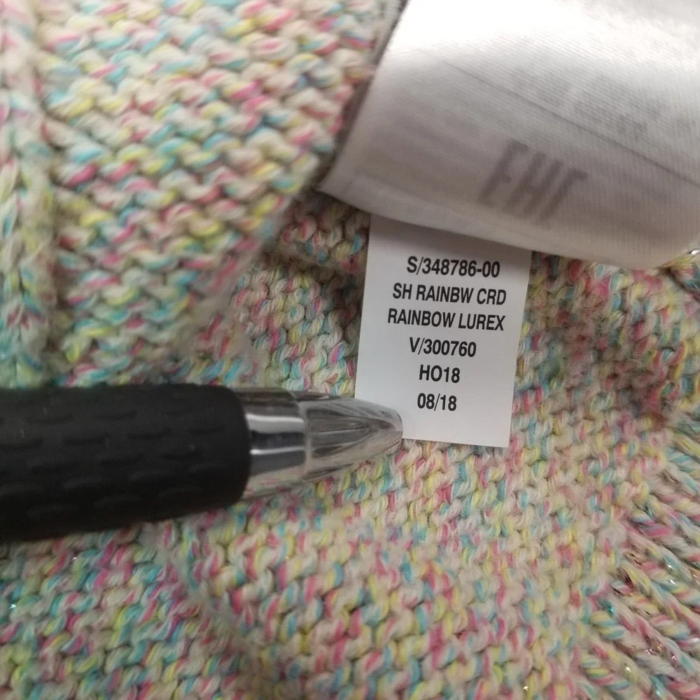 Baby Gap Rainbow Metallic‎ Thread Button Front Long Sleeve Cotton Sweater 3-6 mo
